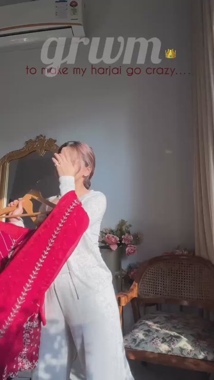 Scarlet Bloom Sharara Suit